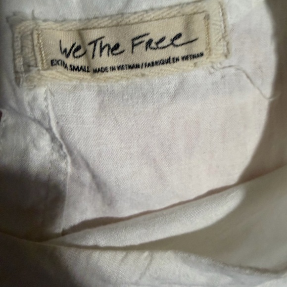 Free People We The Free "Moon City"boho babydoll linen-blend oversized shirt XS - Picture 6 of 6